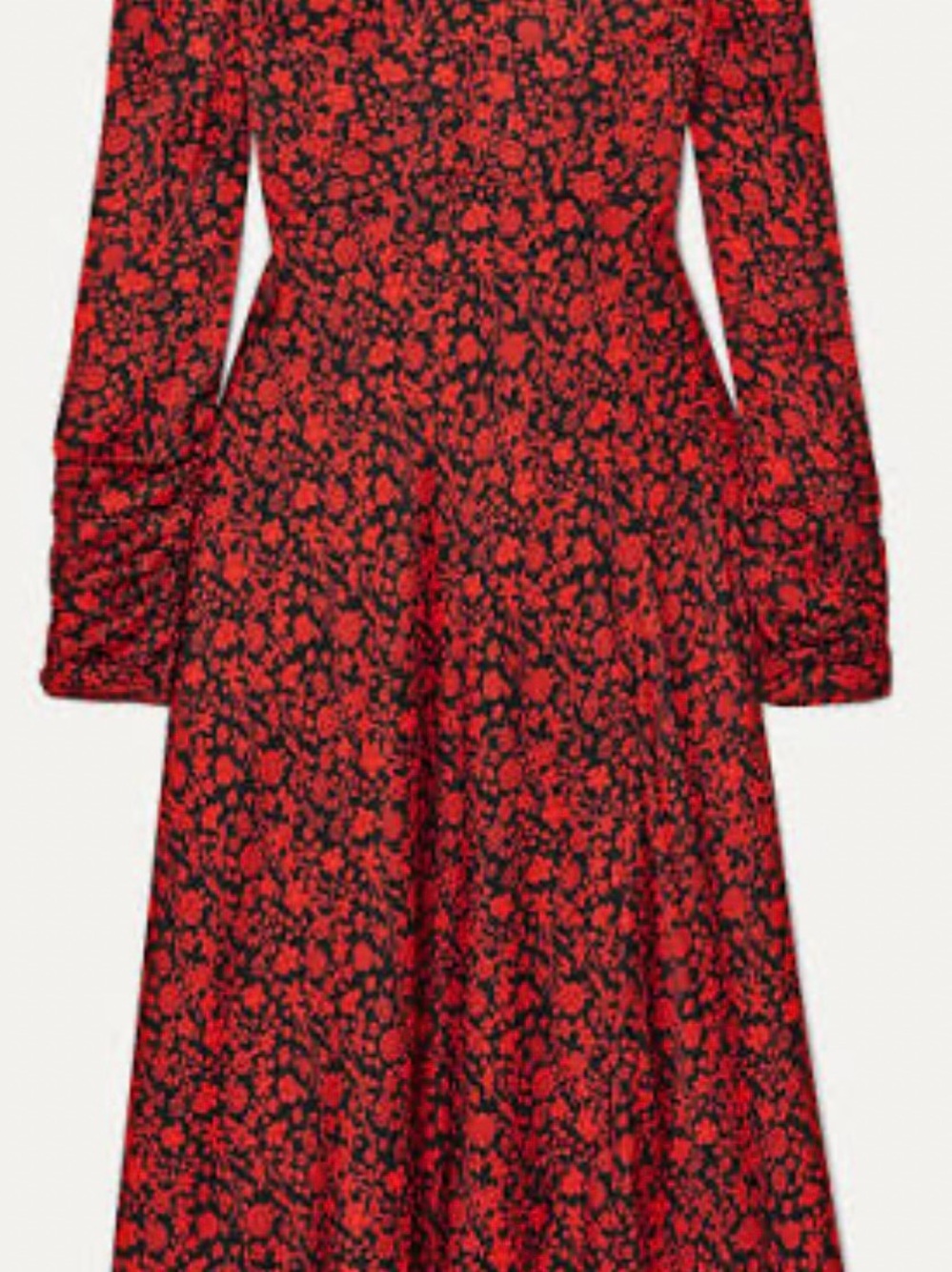 MAJE Ravie Floral midi dress in Red and Black